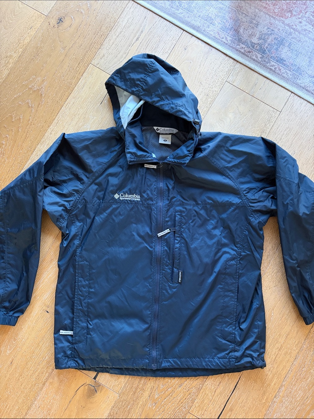 Columbia Men's Navy Blue Hooded Rain Jacket